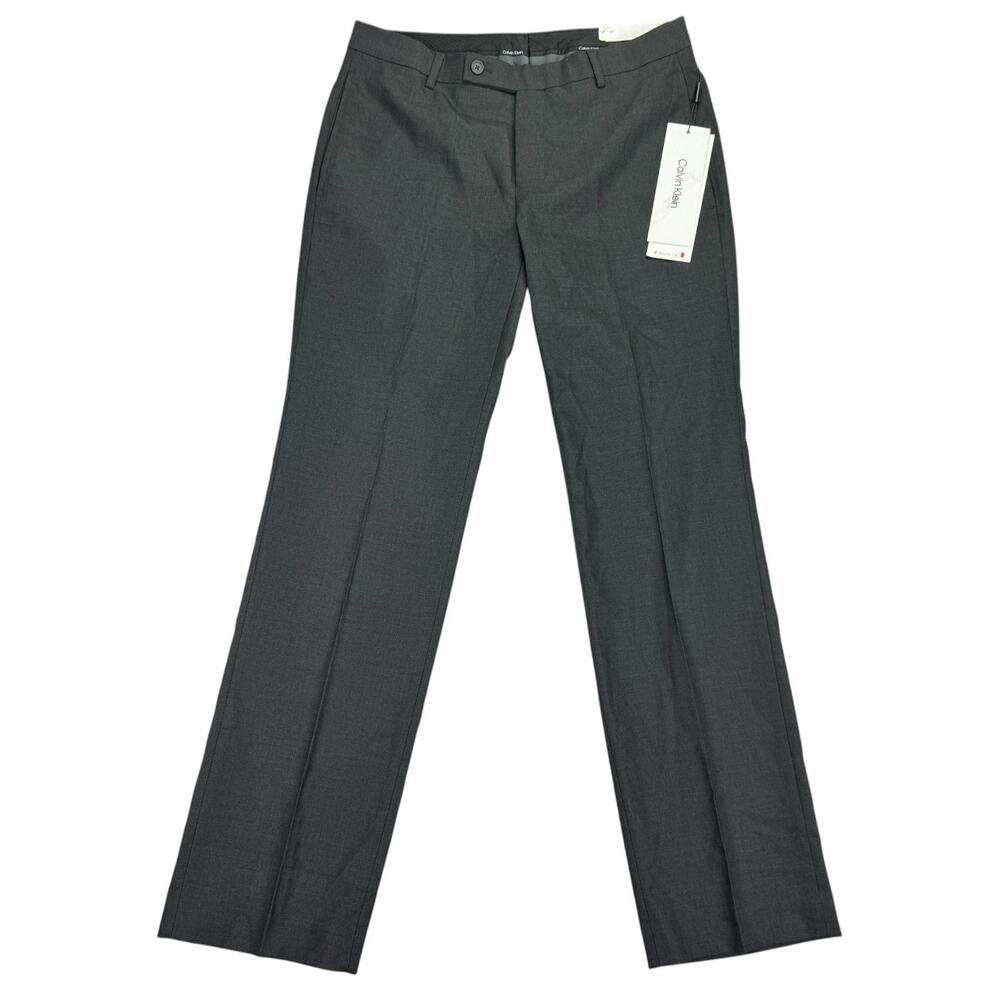 Calvin Klein Mens X Slim Fit Performance Stretch Solid Dress Pants Gray 31x30